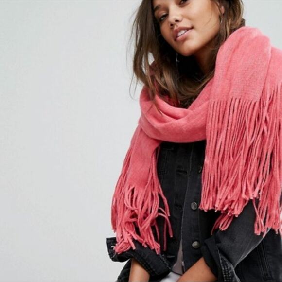 Free People Hot Pink Colby Brushed Fringe Scarf - Picture 1 of 5
